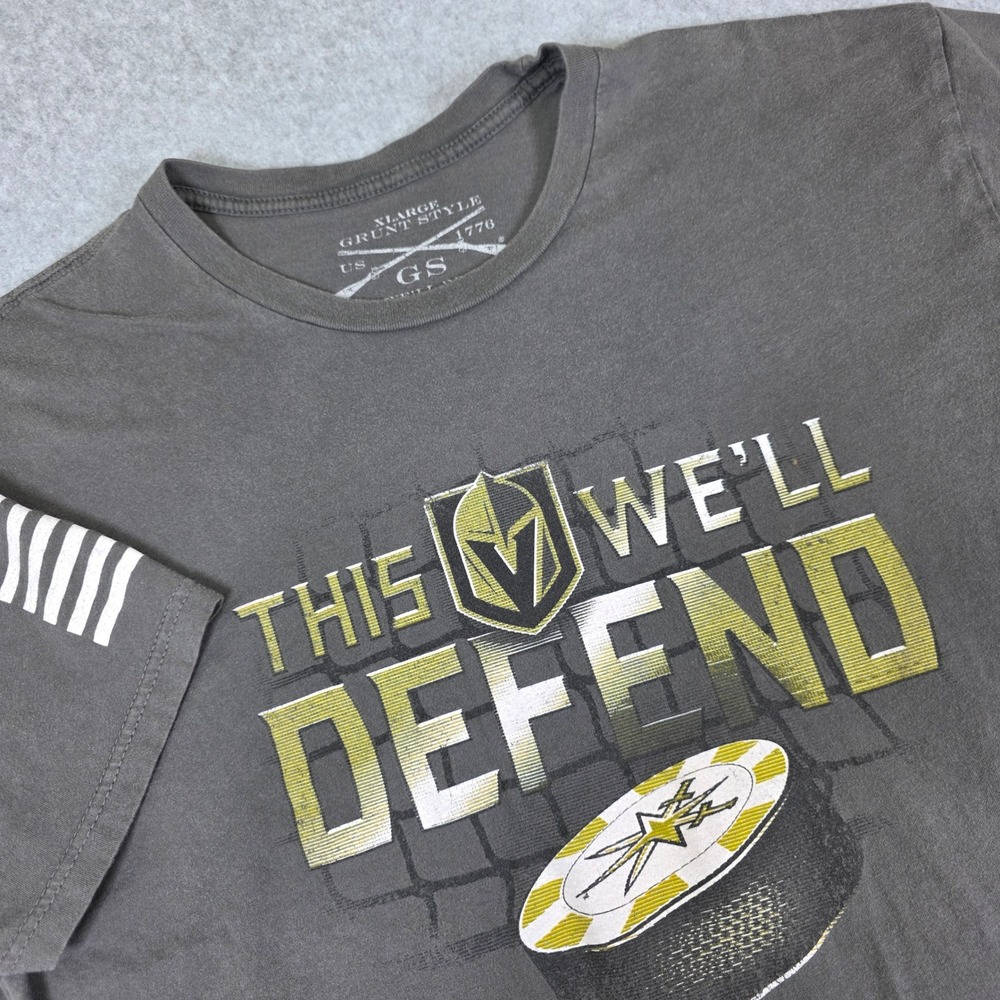 Grunt Style Golden Knights This We'll Defend T-Shirt Men's Size‎ XL Gray Hockey